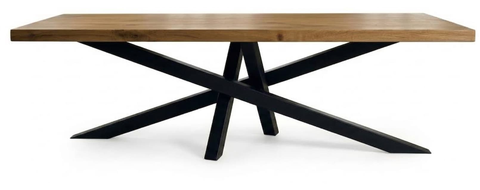 Table Mikado — vue de face, pieds noir charbon