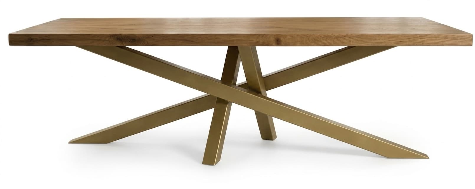 Table Mikado — vue de face, pieds laiton